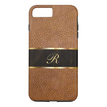 Luxury Monogram Leather Look Iphone 8 Plus/7 Plus Case by idesigncafe at Zazzle