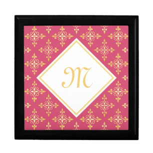 Luxury Monogram Pink and Gold Quatre Floral Gift Box