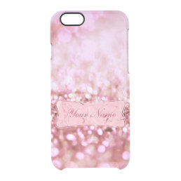 Luxury Monogram Pink Glitter- personalized Clear iPhone 6/6S Case