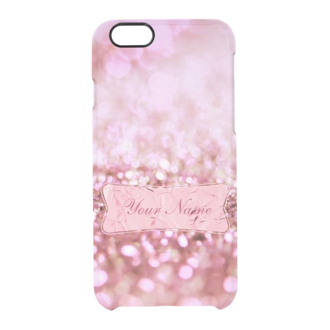 Luxury Monogram Pink Glitter- personalized Uncommon iPhone Case (Back)