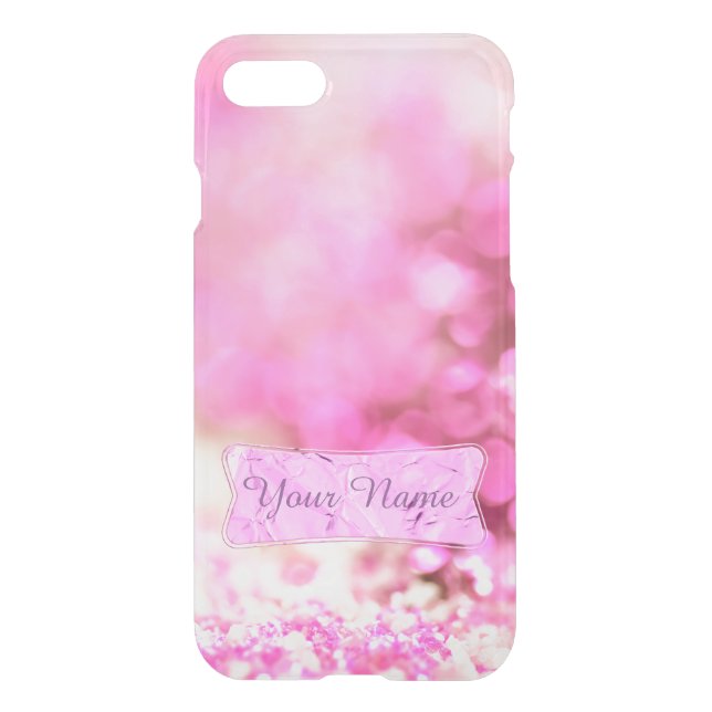 Luxury Monogram Pink Glitter- personalized Uncommon iPhone Case (Back)