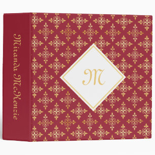 Luxury Monogram Red and Gold Quatre Floral Binder