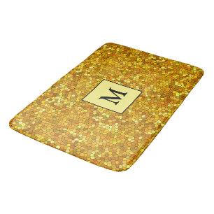 Luxury Monogram Stained Glass Gold Bath Mat