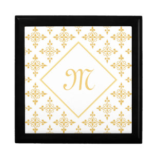 Luxury Monogram White and Gold Quatre Floral Jewelry Box
