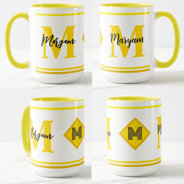 Luxury Monogrammed Mug with Custom Name & Initial (luxury coffee mugs)
