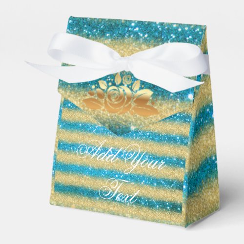 Luxury Monogrammed Popular Blue Gold Glitter Favor Boxes