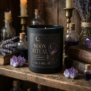 Luxury Moon Ritual Halloween Candle Celestial Square Sticker