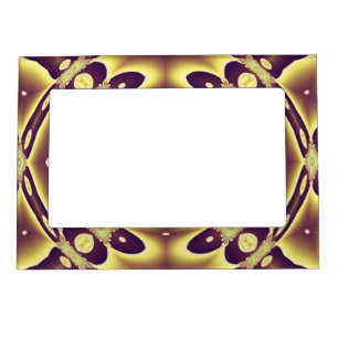 Luxury Moroccan Gold Purple Abstract Pattern Magnetic Picture Frame