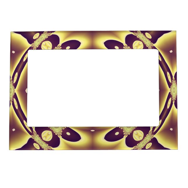 Luxury Moroccan Gold Purple Abstract Pattern Magnetic Picture Frame (Front)