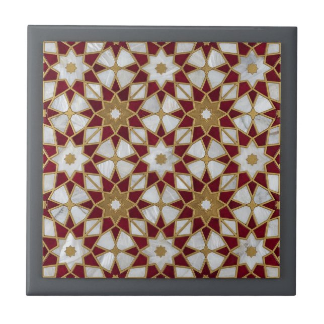 Luxury Moroccan Zellige Mosaic Infinite Pattern  Ceramic Tile (Front)