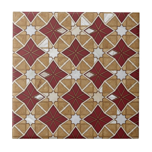 Luxury Moroccan Zellige Mosaic Seamless Pattern  Ceramic Tile (Front)