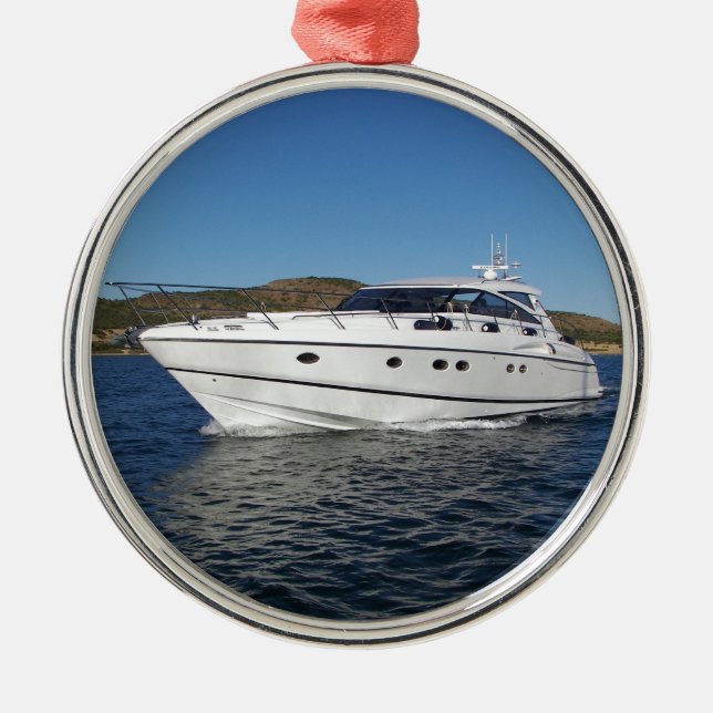 Luxury Motor Boat Metal Ornament (Front)