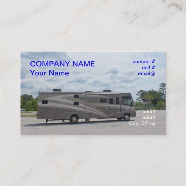 Luxury motor home business card (Front)