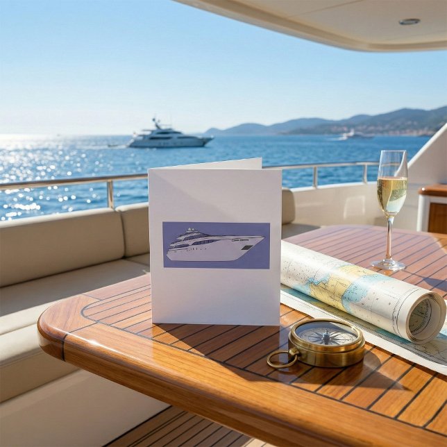 Luxury Motor Yacht Modern White Superyacht Card (Creator Uploaded)