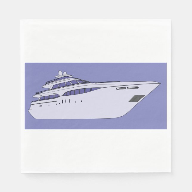 Luxury Motor Yacht Modern White Superyacht Napkins (Front)