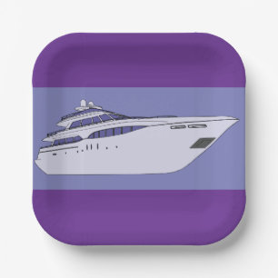 Luxury Motor Yacht Modern White Superyacht Paper Plates