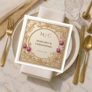 Luxury Mulberry Gold Antique Baroque Grandeur Chic Napkins