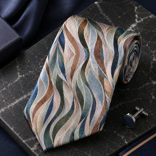 Luxury Multicolor Abstract Wave Neck Tie
