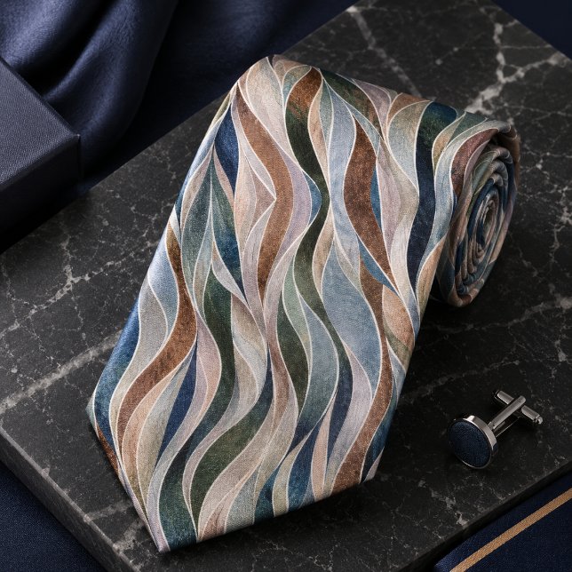 Luxury Multicolor Abstract Wave Neck Tie (Creator Uploaded)