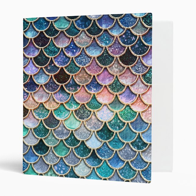 Luxury multicolor Glitter Mermaid Scales Binder (Front/Inside)