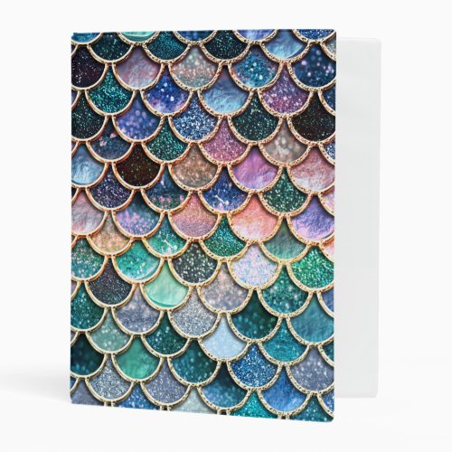 Luxury multicolor Glitter Mermaid Scales Mini Binder