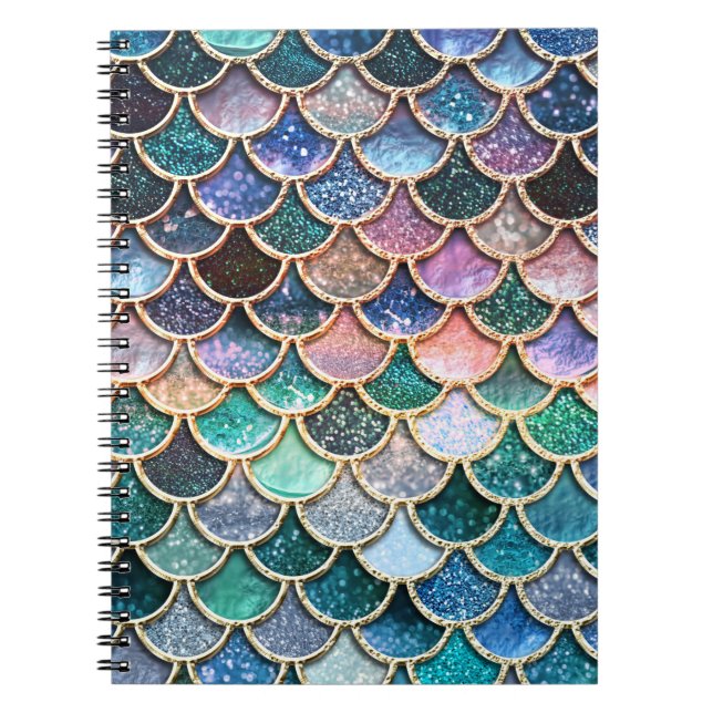 Luxury multicolor Glitter Mermaid Scales Notebook (Front)