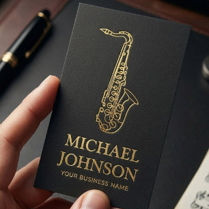 Luxury Musician Business Card Gold Saxophone