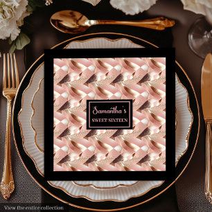 Luxury Napkins Personalized Rose Gold and Black