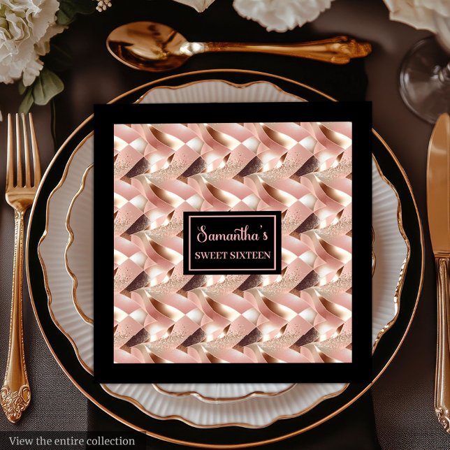 Luxury Napkins Personalized Rose Gold and Black (Luxury Napkins Personalized Rose Gold and Black)
