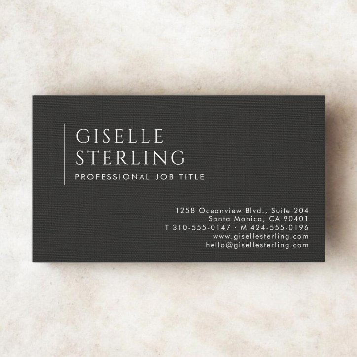 Luxury Natural Black Linen Business Card
