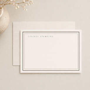 Luxury Natural Ivory Linen Double Border Note Card