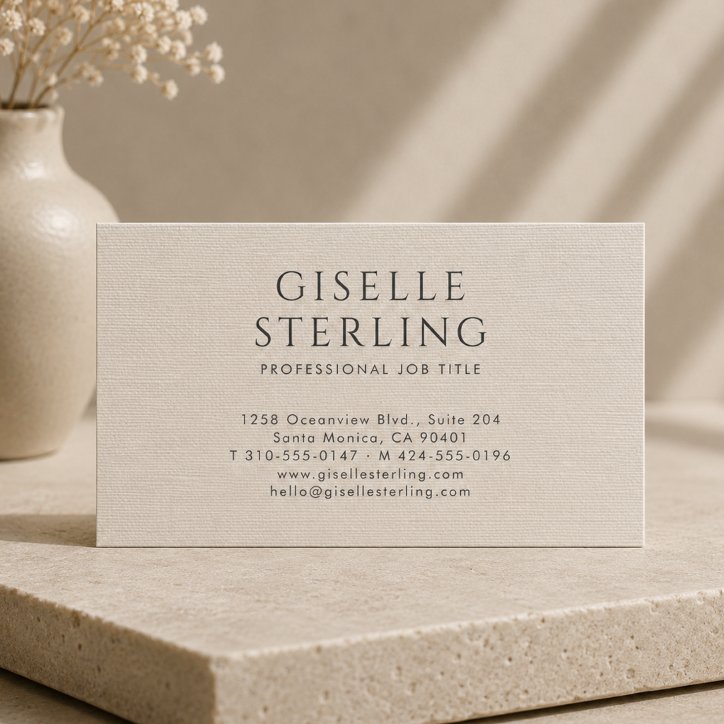 Luxury Natural Neutral Linen Business Card