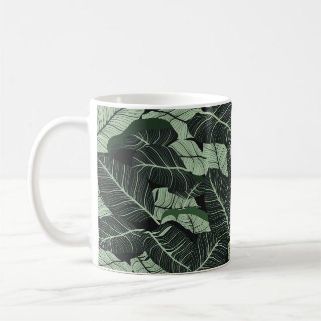 Luxury nature leaves background. Floral pattern, T Coffee Mug (Left)