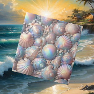 Luxury Nautical Decor Opal Seashells Beach House Ceramic Tile