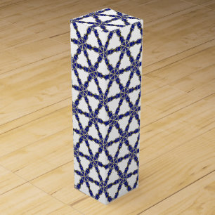 Luxury Nautical Sapphire Blue & White Patterned  Wine Box