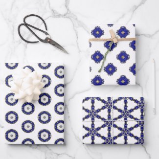 Luxury Nautical Sapphire Blue & White Patterned 