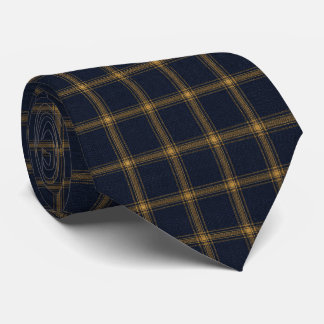 Luxury Navy and Gold Plaid Neck Tie