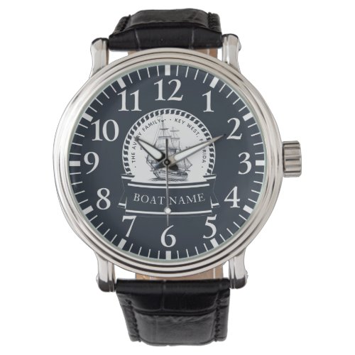 Luxury Navy Blue Boat Family Name Watch
