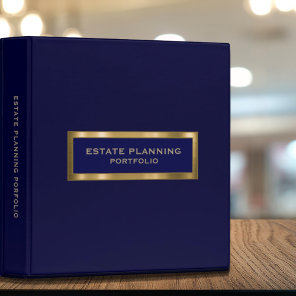 Luxury Navy Blue Estate Planning Portfolio 3 Ring Binder