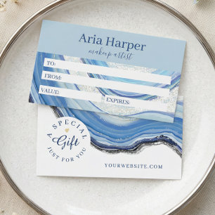 Luxury Navy Blue Geode Agate Gift Certificate Card