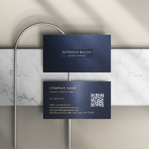 Luxury Navy Blue Glitter Business Card