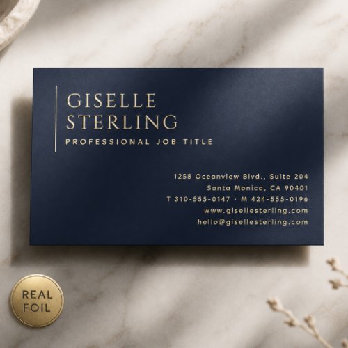 Luxury Navy Blue Gold Foil Business Card