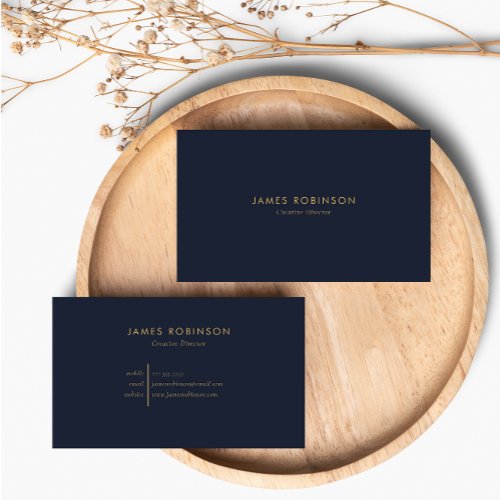 Luxury Navy Blue  Gold Modern Professional Business Card