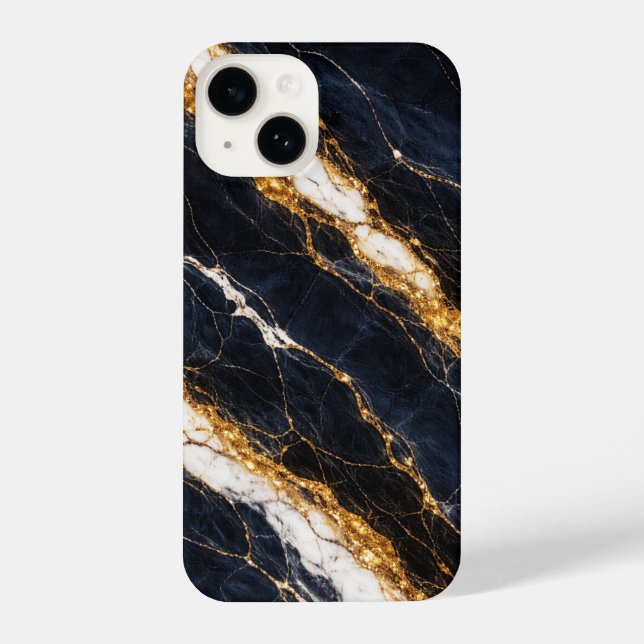 Luxury Navy Blue Marble Gold/White Vein Phone Case (Back)