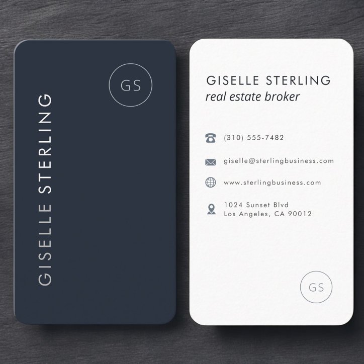 Luxury Navy Blue Real Estate Broker Business Card