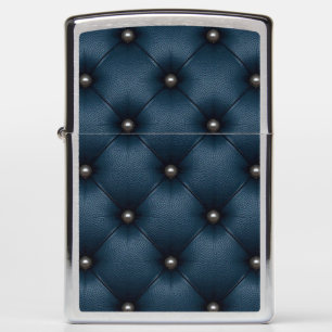 Luxury Navy Blue Tufted Leather Background Zippo Lighter