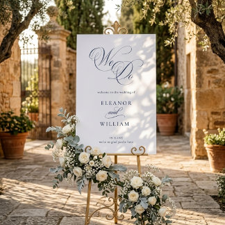 Luxury Navy Blue Wedding Welcome Sign