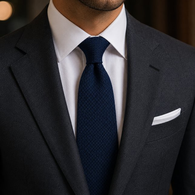 Luxury Navy Diamond Jacquard Neck Tie (Creator Uploaded)