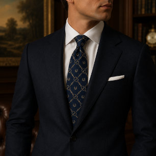 Luxury Navy Equestrian Horse Bit Neck Tie