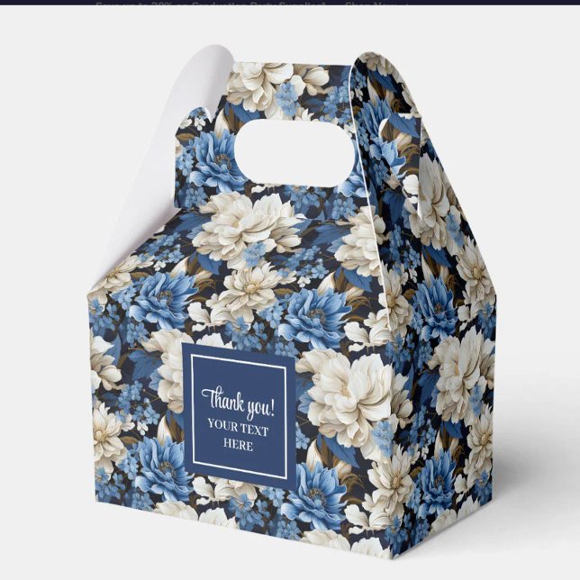 Luxury Navy Flowers Custom Name Floral Favor Box (Luxury Navy Flowers Custom Name Floral Favor Box)
